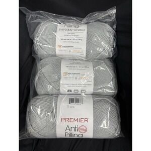 Lot Of 3 Mist Gray Premier Yarns Anti-Pilling Everyday Yarn